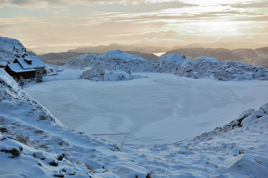 Frozen lake near Bergen, Norway