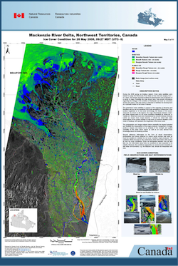 Ice map in the Mackenzie River delta